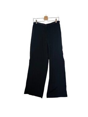 Vintage Cactus Palazzo Black Wide Leg Trousers Satin Trim High Waist Made Canada
